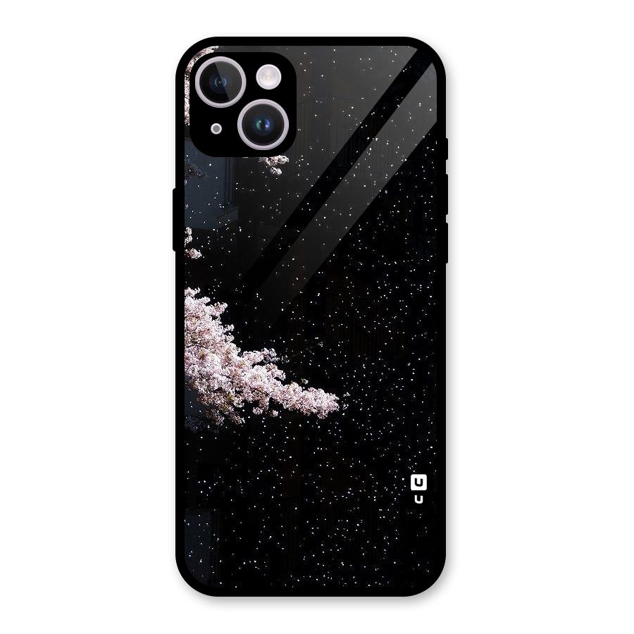 Beautiful Night Sky Flowers Glass Back Case for iPhone 14 Plus