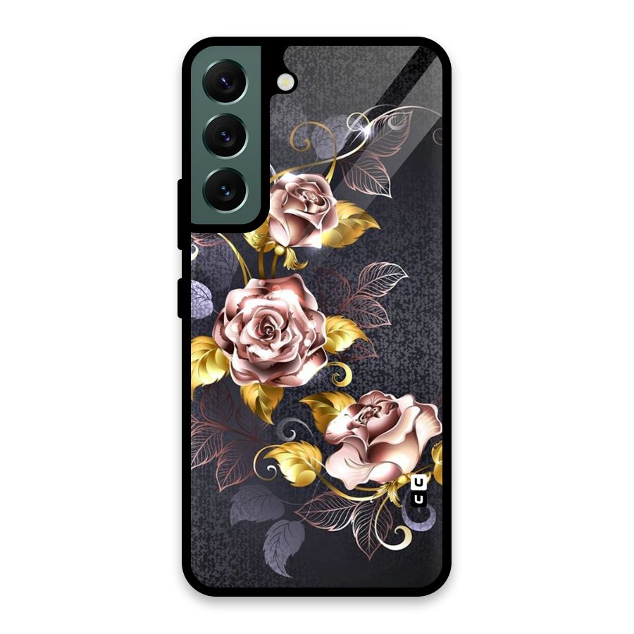 Beautiful Old Floral Design Glass Back Case for Galaxy S22 5G
