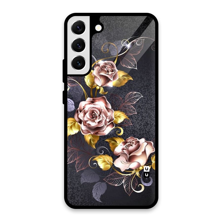 Beautiful Old Floral Design Glass Back Case for Galaxy S22 Plus 5G