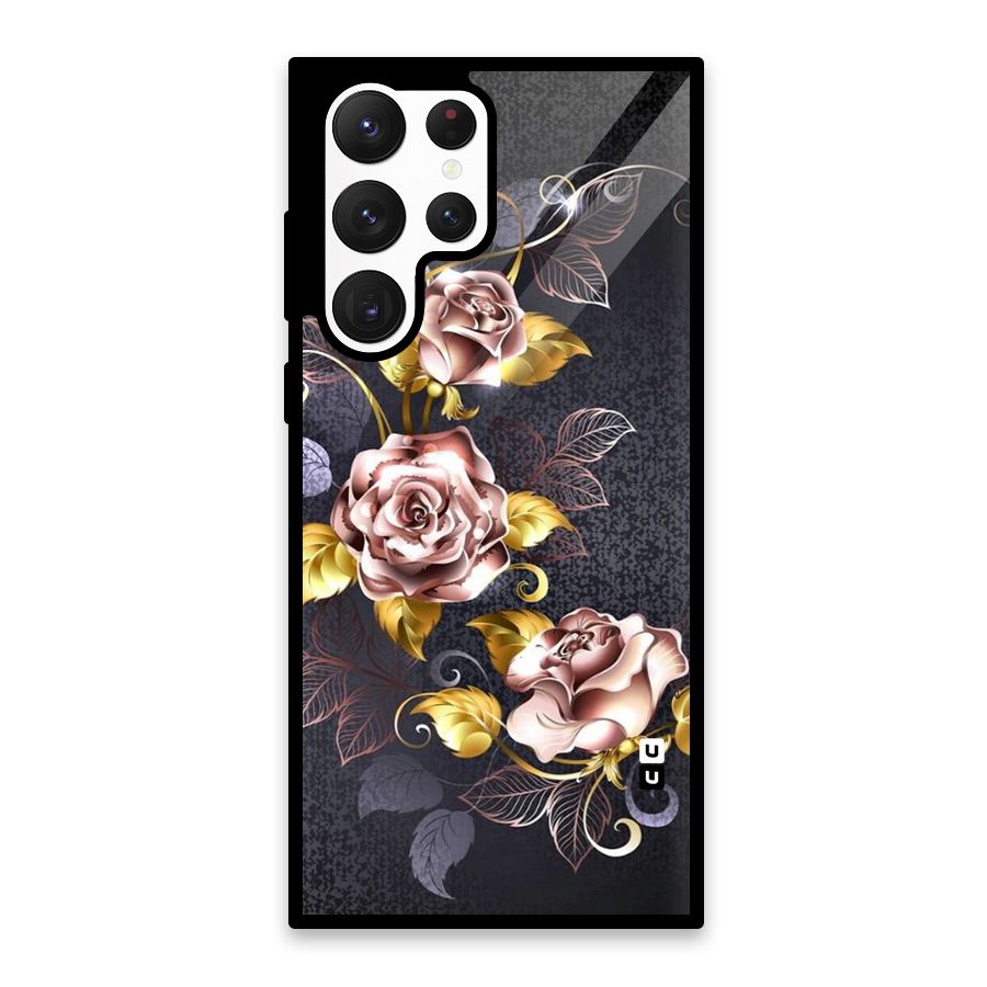 Beautiful Old Floral Design Glass Back Case for Galaxy S22 Ultra 5G
