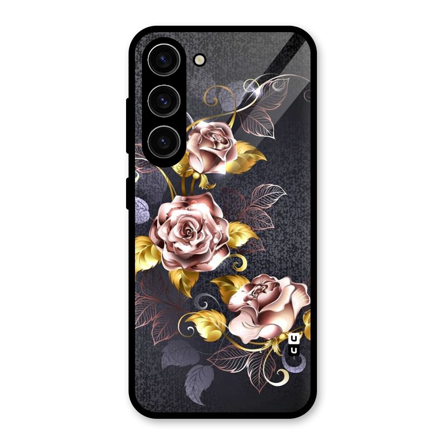 Beautiful Old Floral Design Glass Back Case for Galaxy S23