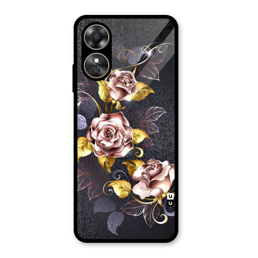 Beautiful Old Floral Design Glass Back Case for Oppo A17