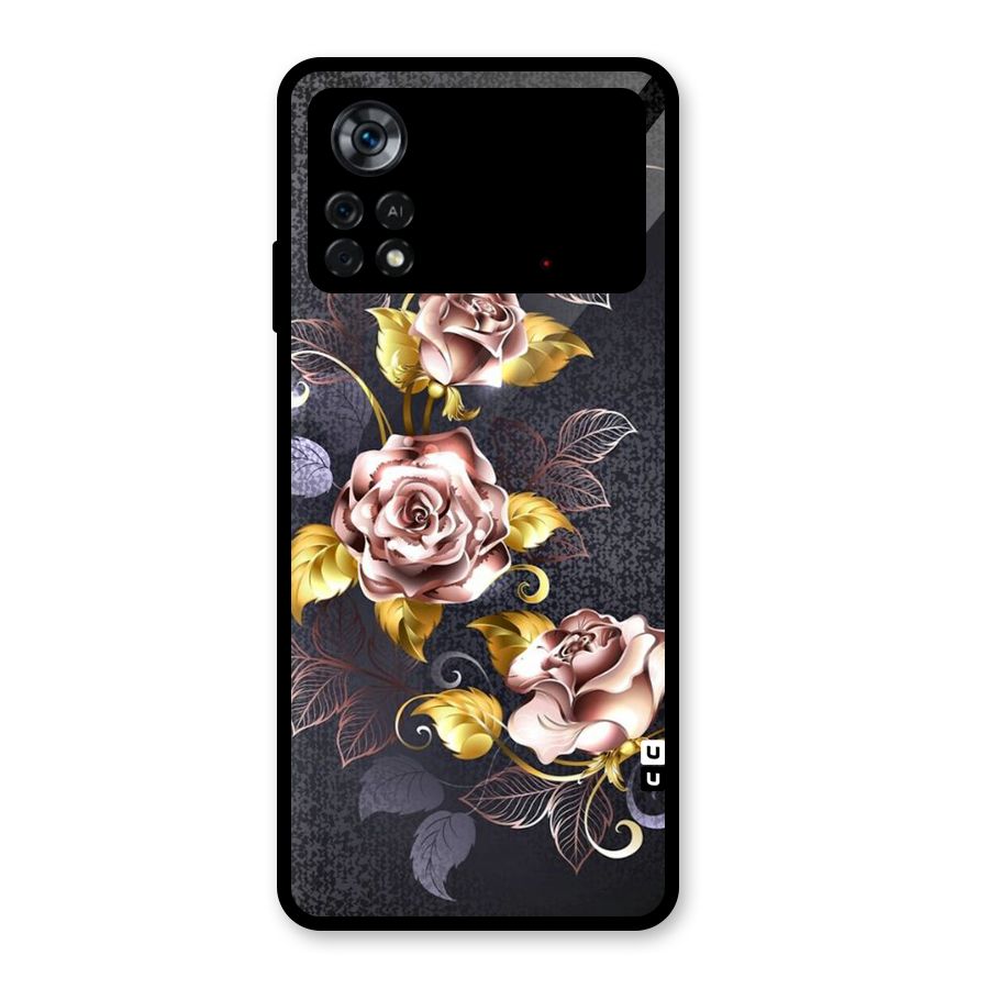 Beautiful Old Floral Design Glass Back Case for Poco X4 Pro 5G