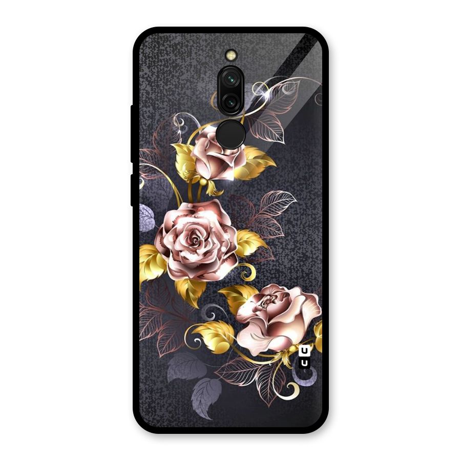 Beautiful Old Floral Design Glass Back Case for Redmi 8