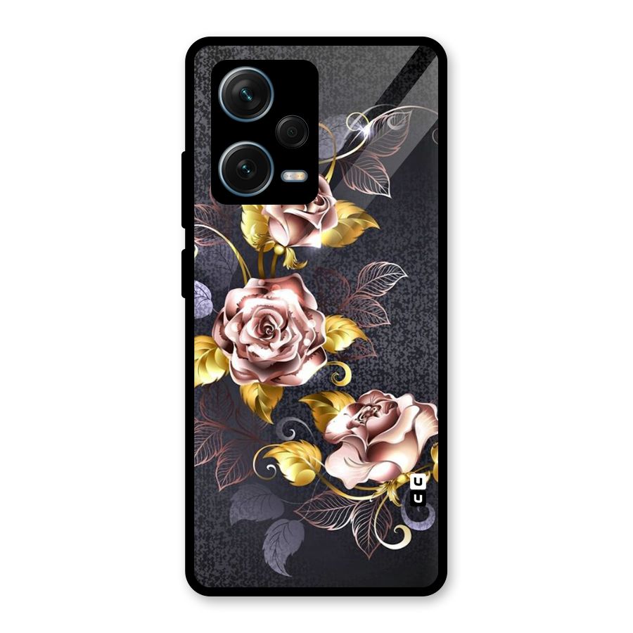 Beautiful Old Floral Design Glass Back Case for Redmi Note 12 Pro Plus 5G