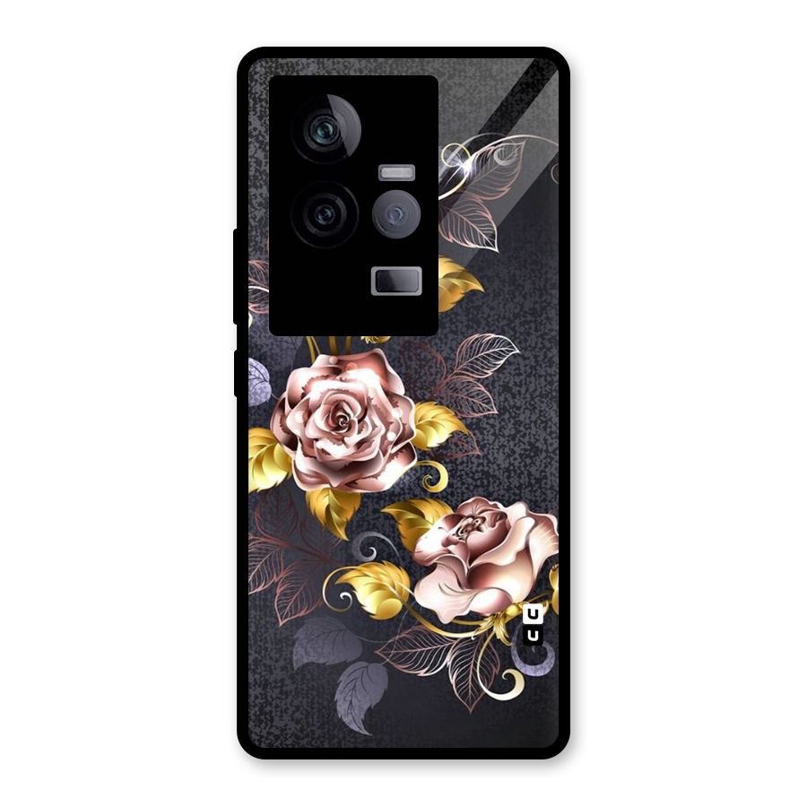 Beautiful Old Floral Design Glass Back Case for Vivo iQOO 11 5G