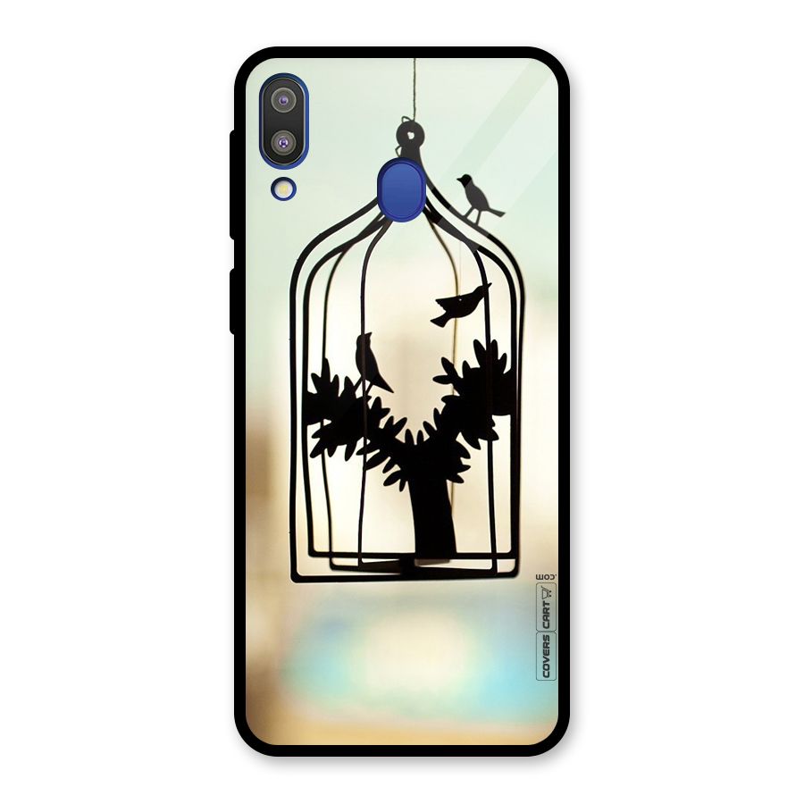 Beautiful Pegion Cage Glass Back Case for Galaxy M20