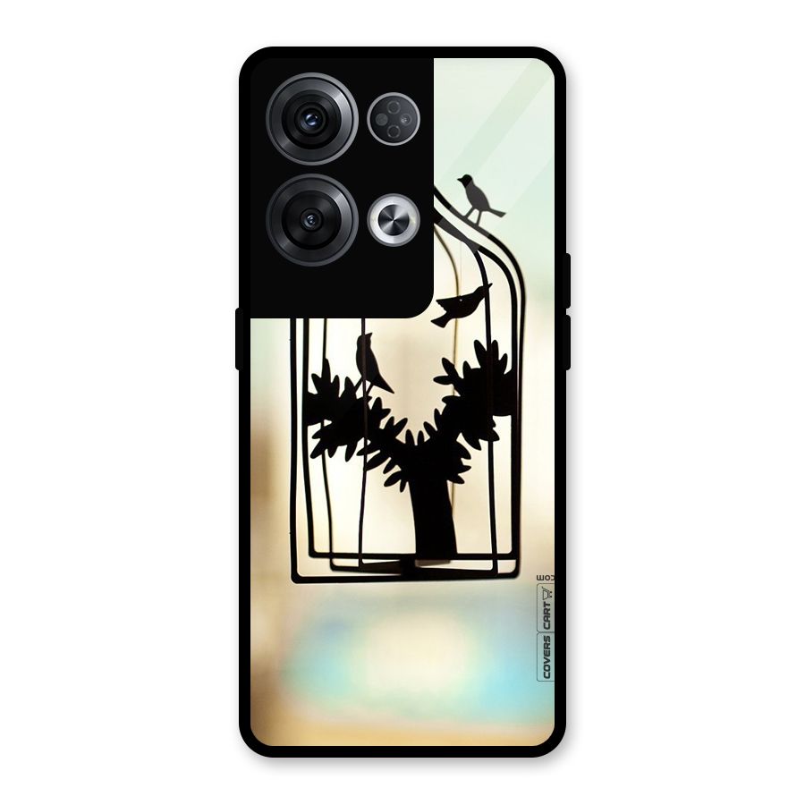 Beautiful Pegion Cage Glass Back Case for Oppo Reno8 Pro 5G