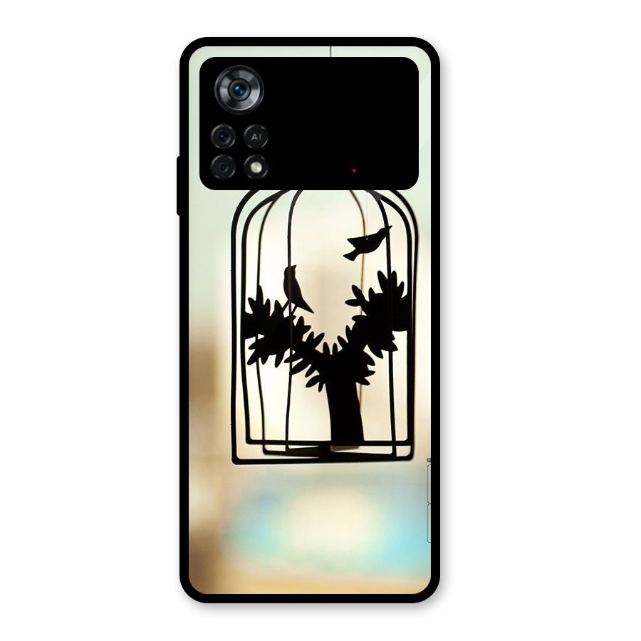 Beautiful Pegion Cage Glass Back Case for Poco X4 Pro 5G