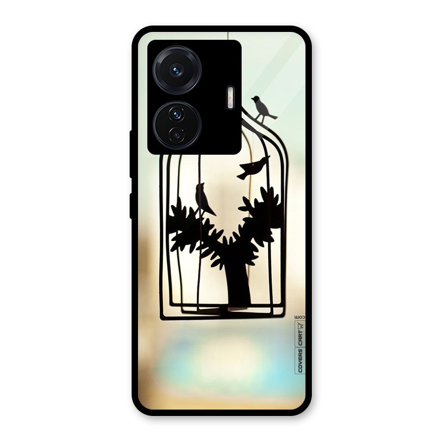 Beautiful Pegion Cage Glass Back Case for Vivo T1 Pro