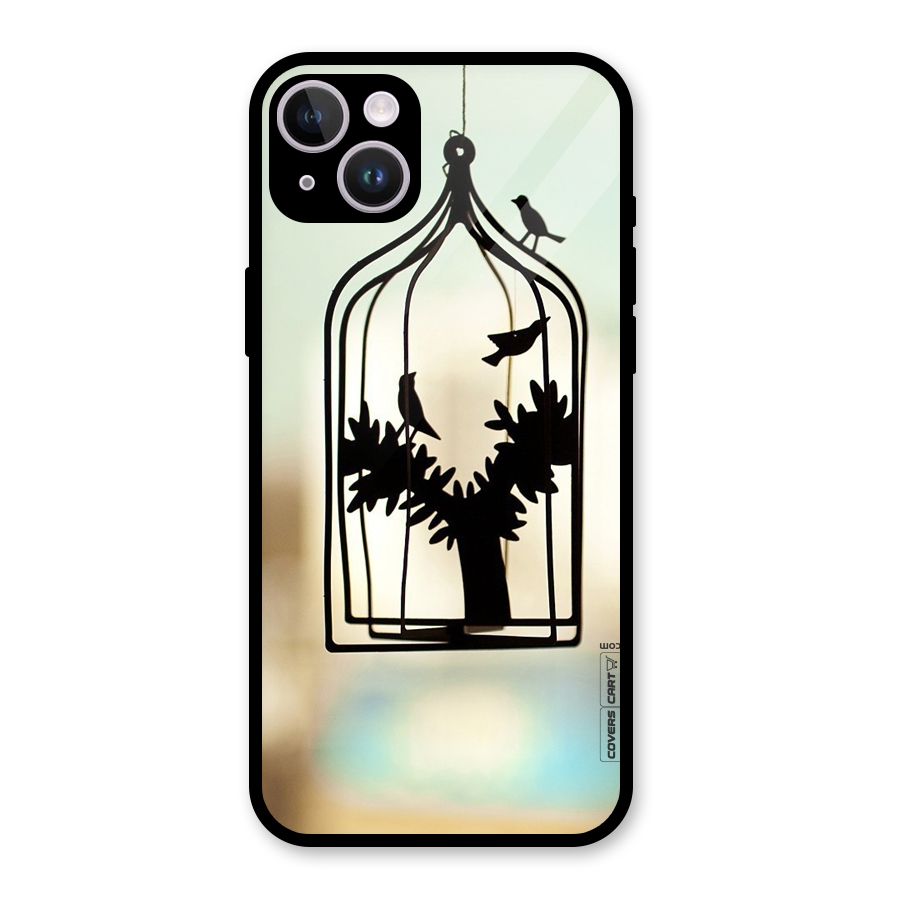 Beautiful Pegion Cage Glass Back Case for iPhone 14 Plus