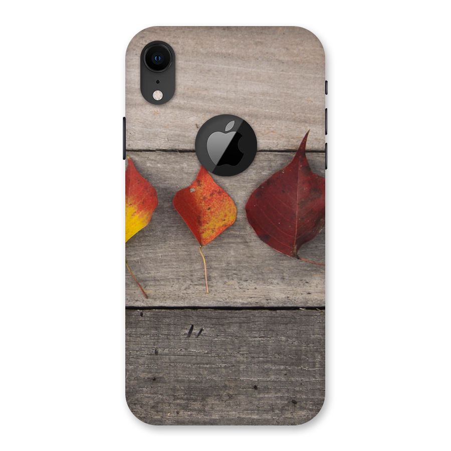 Beautiful Wood Leafs Back Case for iPhone XR Logo Cut