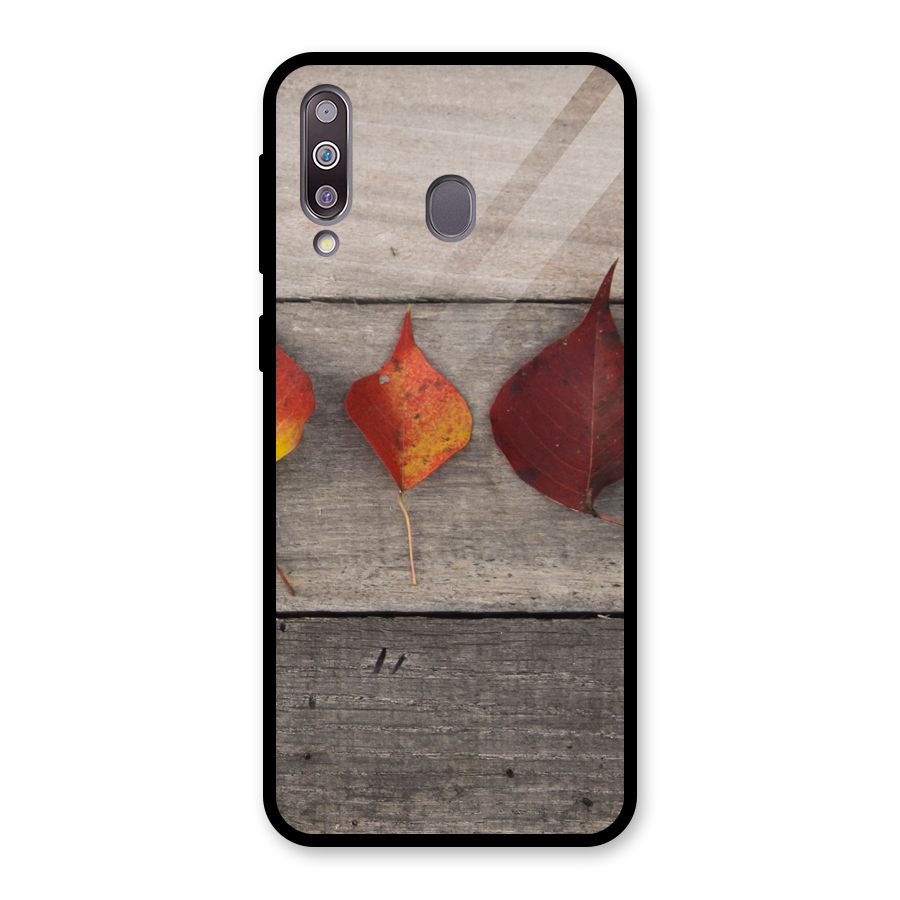 Beautiful Wood Leafs Glass Back Case for Galaxy M30