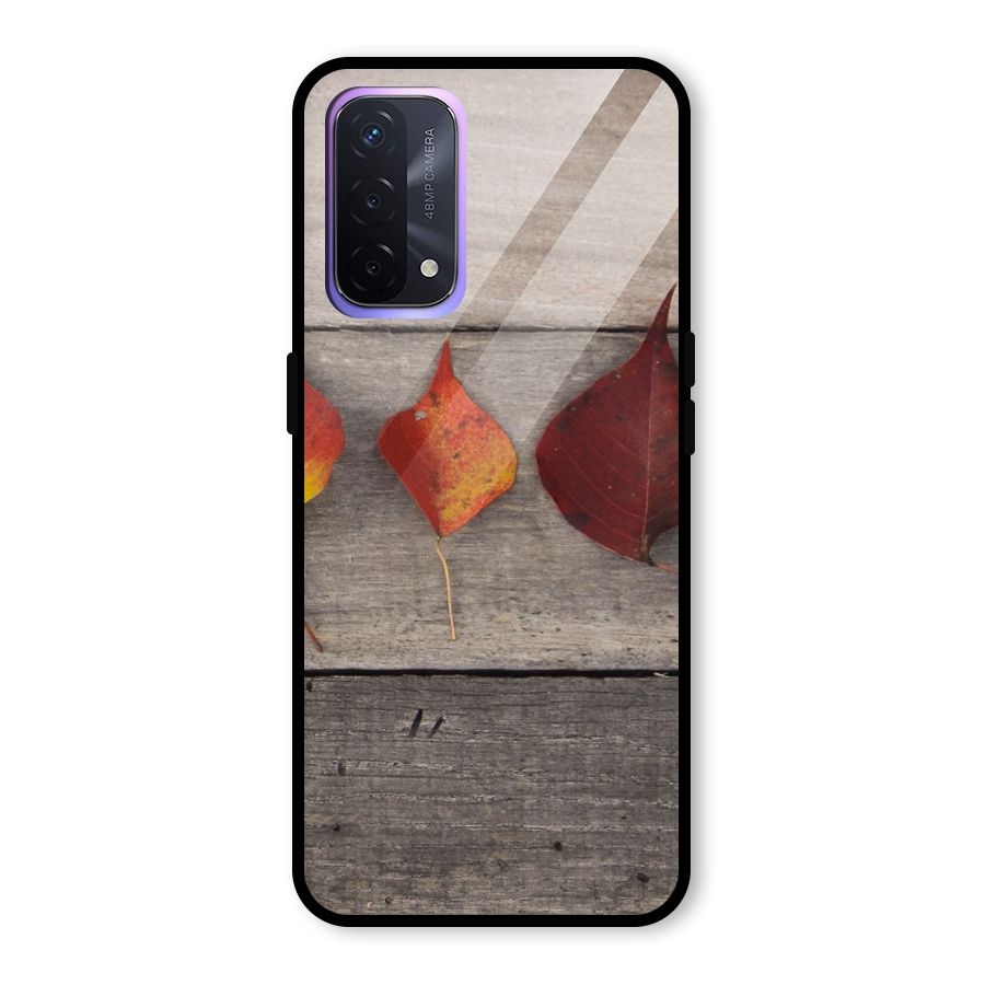 Beautiful Wood Leafs Glass Back Case for Oppo A74 5G