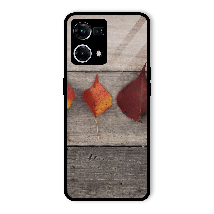 Beautiful Wood Leafs Glass Back Case for Oppo F21s Pro 4G