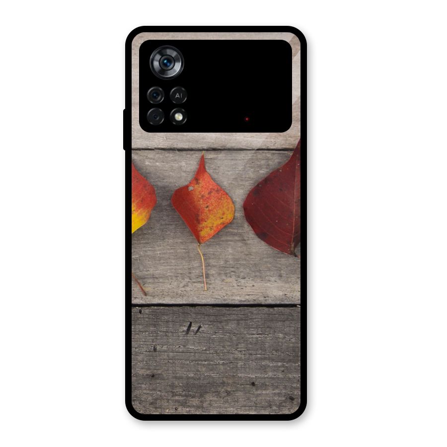 Beautiful Wood Leafs Glass Back Case for Poco X4 Pro 5G