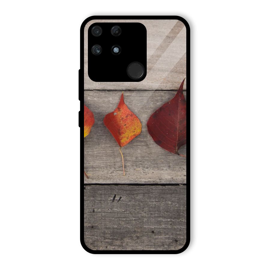 Beautiful Wood Leafs Glass Back Case for Realme Narzo 50A