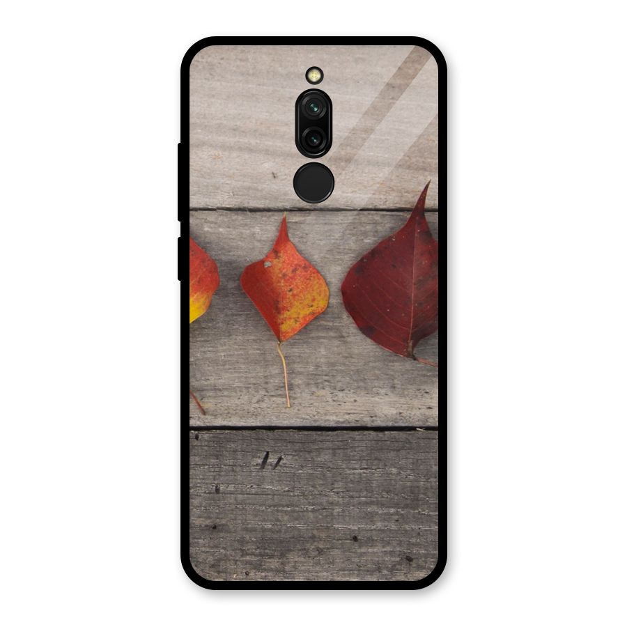 Beautiful Wood Leafs Glass Back Case for Redmi 8