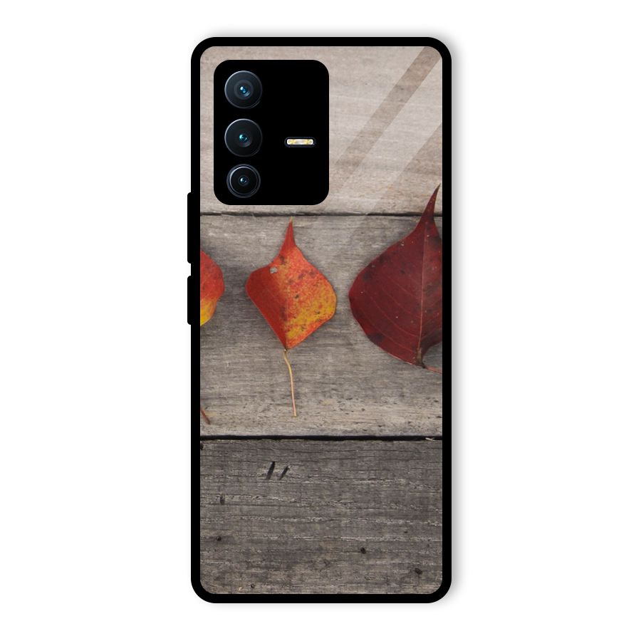 Beautiful Wood Leafs Glass Back Case for Vivo V23 Pro