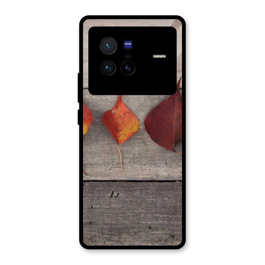 Beautiful Wood Leafs Glass Back Case for Vivo X80