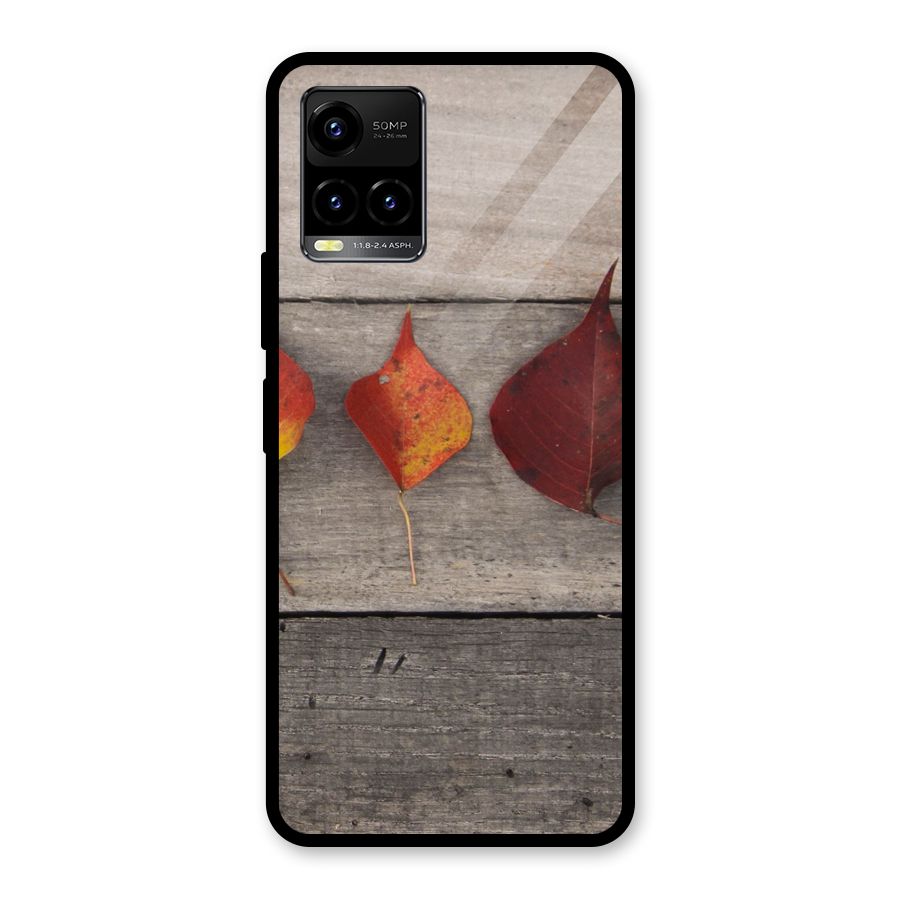Beautiful Wood Leafs Glass Back Case for Vivo Y21T