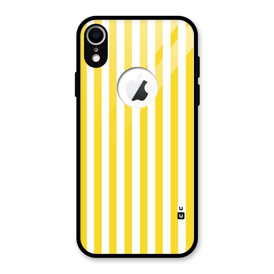 Beauty Color Stripes Glass Back Case for iPhone XR Logo Cut