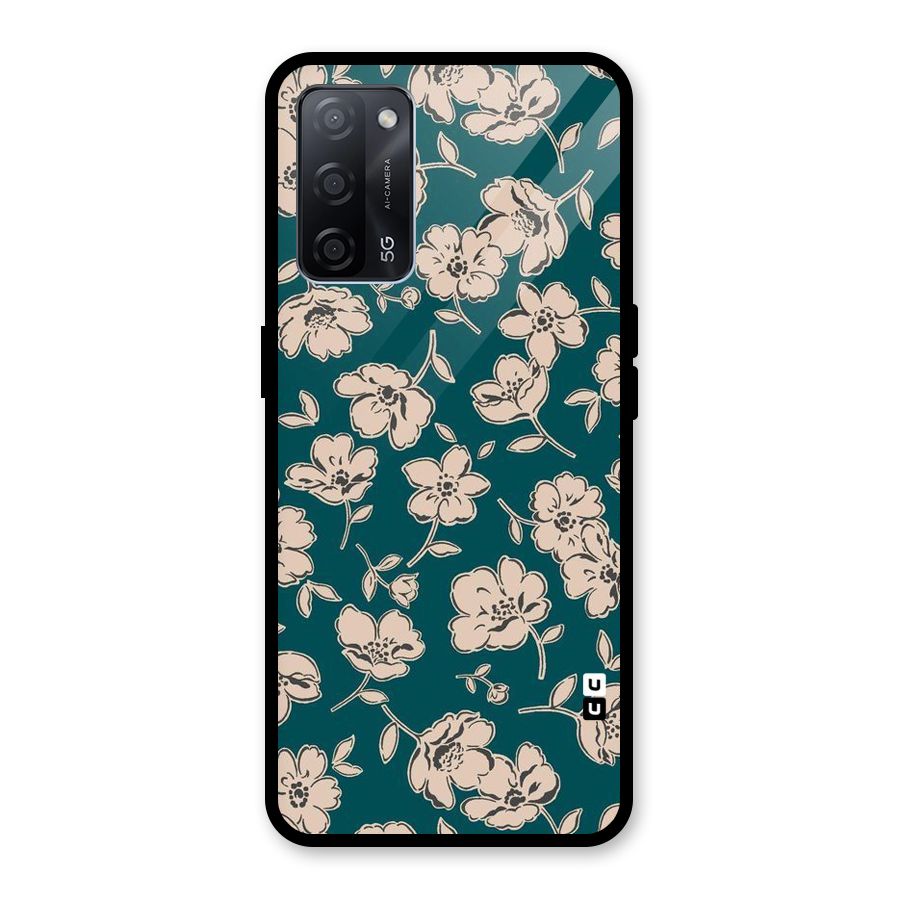 Beauty Green Bloom Glass Back Case for Oppo A53s 5G