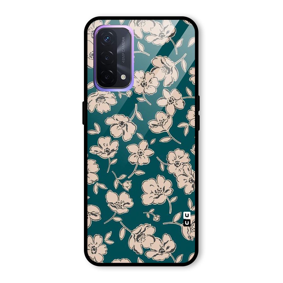 Beauty Green Bloom Glass Back Case for Oppo A74 5G