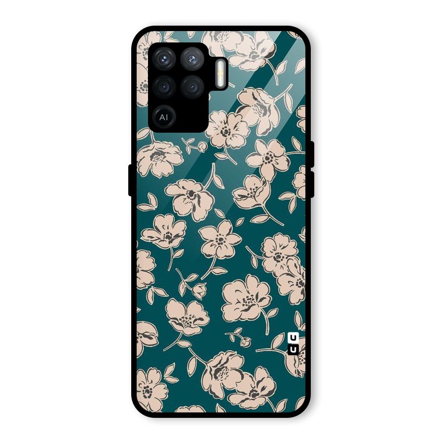 Beauty Green Bloom Glass Back Case for Oppo F19 Pro