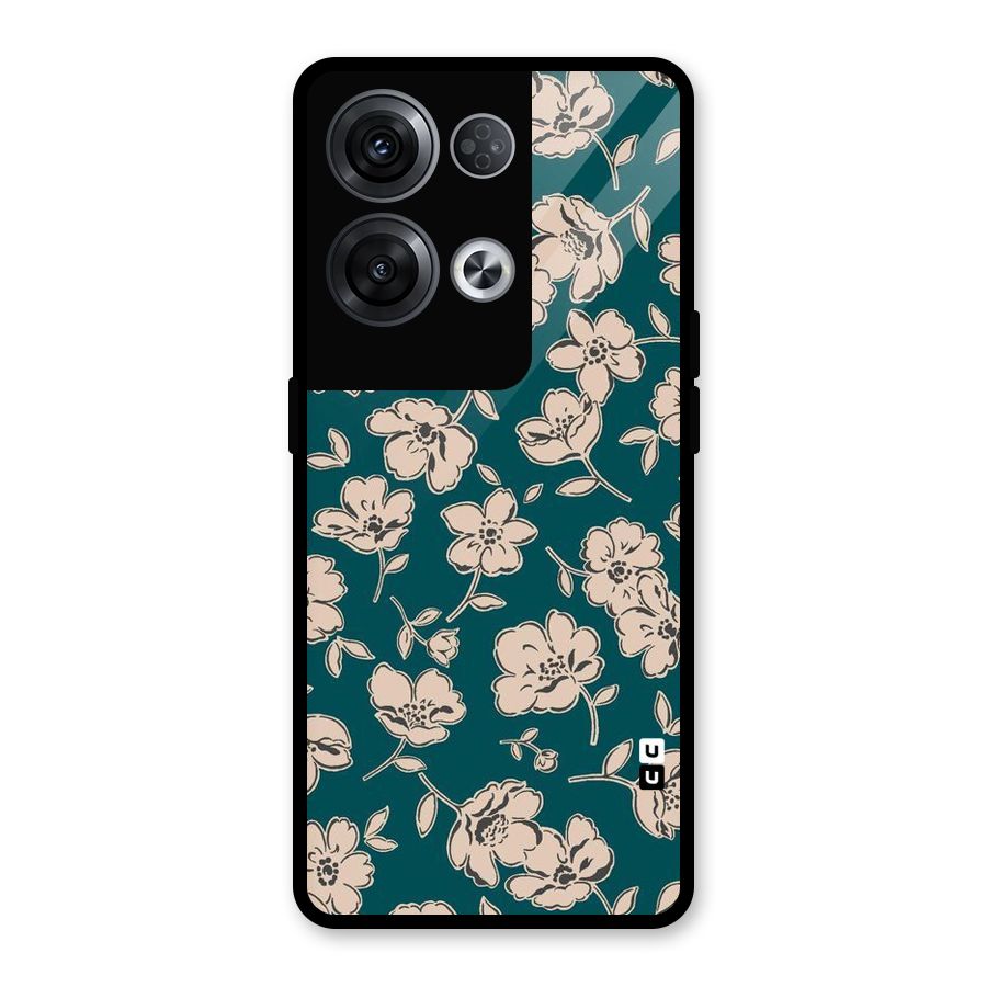 Beauty Green Bloom Glass Back Case for Oppo Reno8 Pro 5G