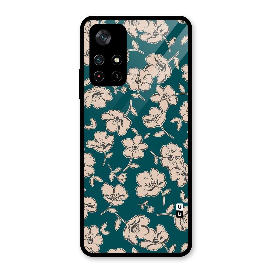 Beauty Green Bloom Glass Back Case for Poco M4 Pro 5G