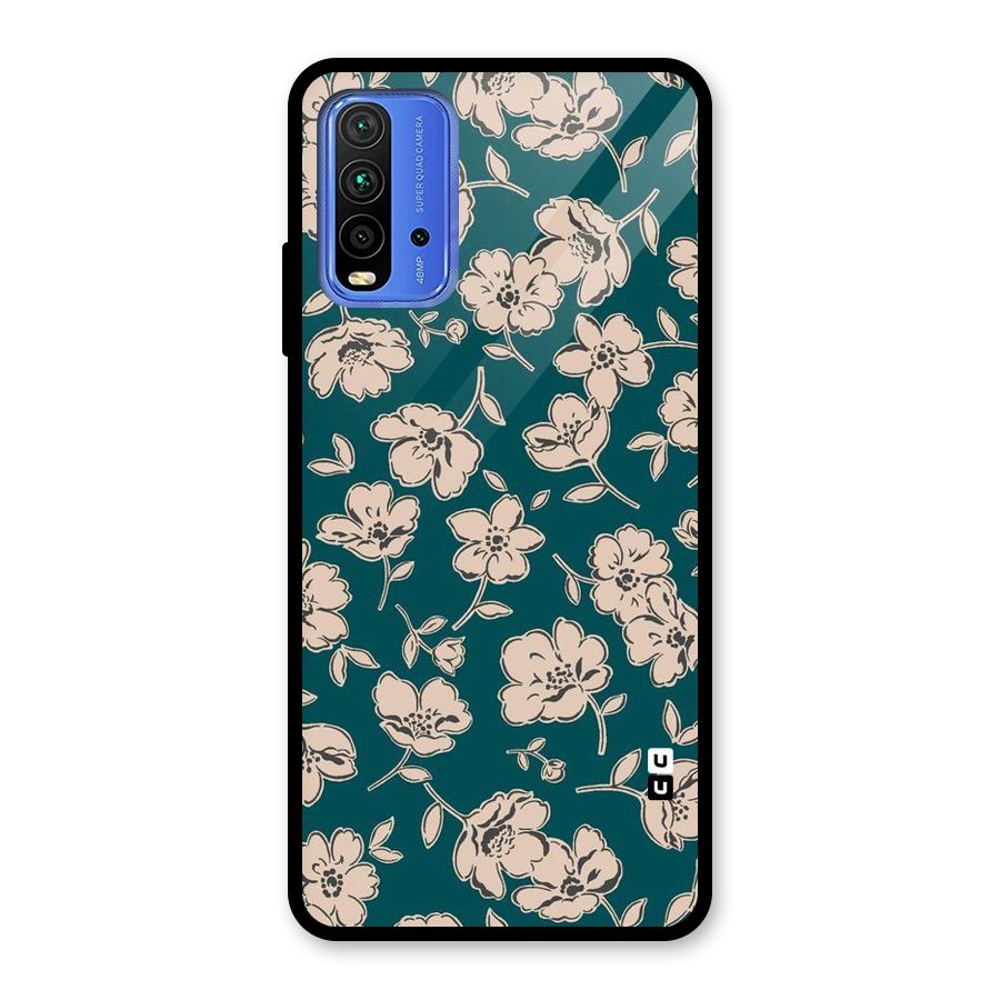 Beauty Green Bloom Glass Back Case for Redmi 9 Power