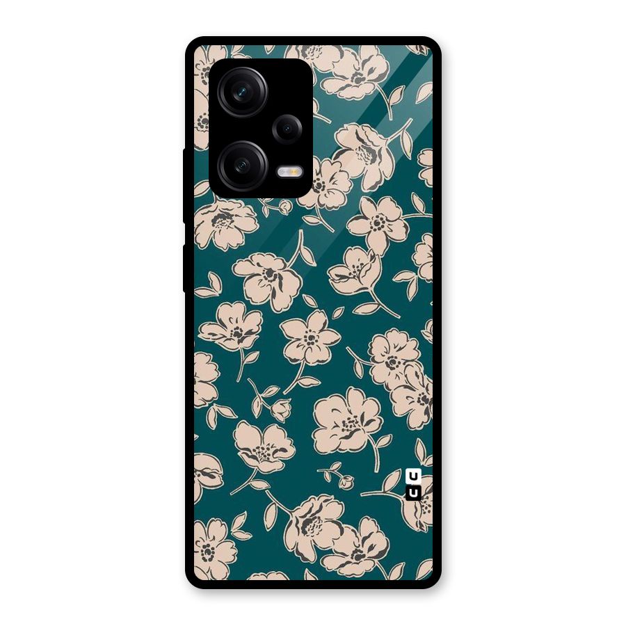 Beauty Green Bloom Glass Back Case for Redmi Note 12 Pro