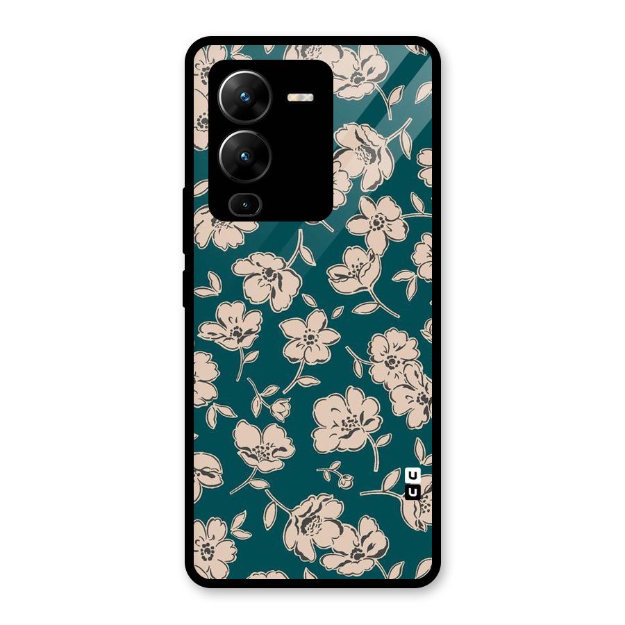 Beauty Green Bloom Glass Back Case for Vivo V25 Pro