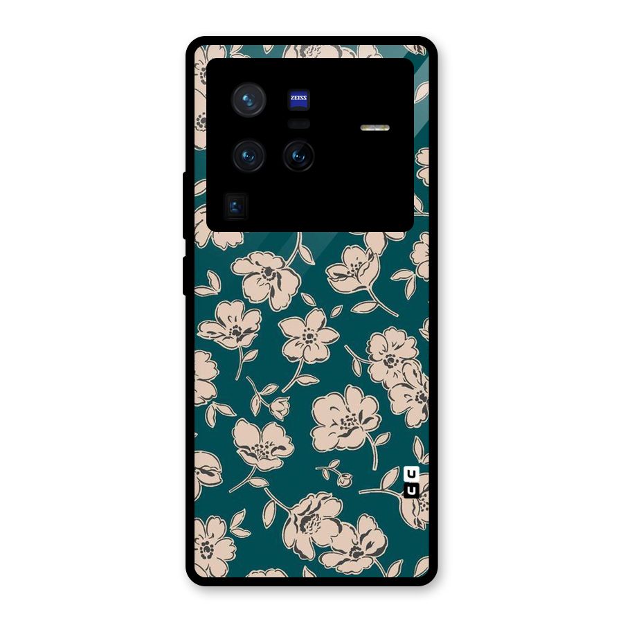 Beauty Green Bloom Glass Back Case for Vivo X80 Pro