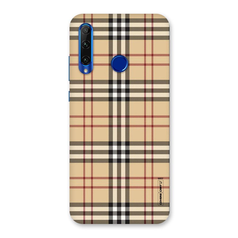 Beige Check Back Case for Honor 20i