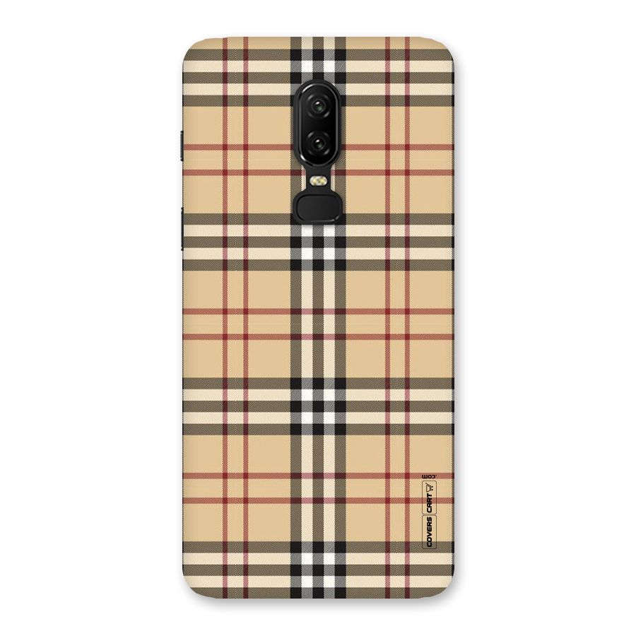 Beige Check Back Case for OnePlus 6