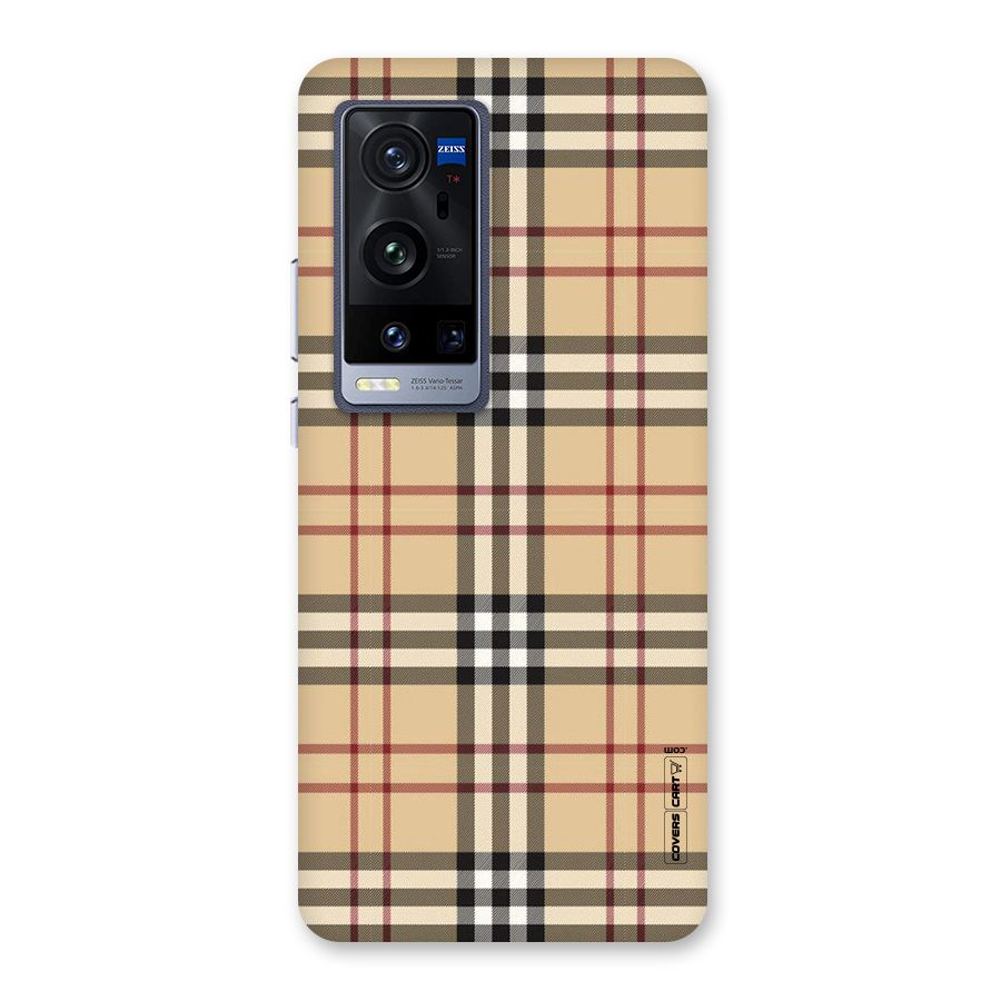 Beige Check Back Case for Vivo X60 Pro Plus