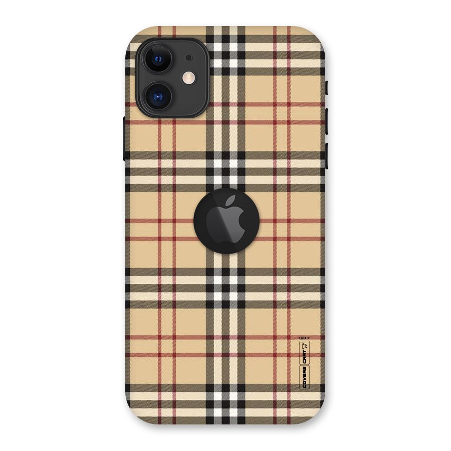 Beige Check Back Case for iPhone 11 Logo Cut