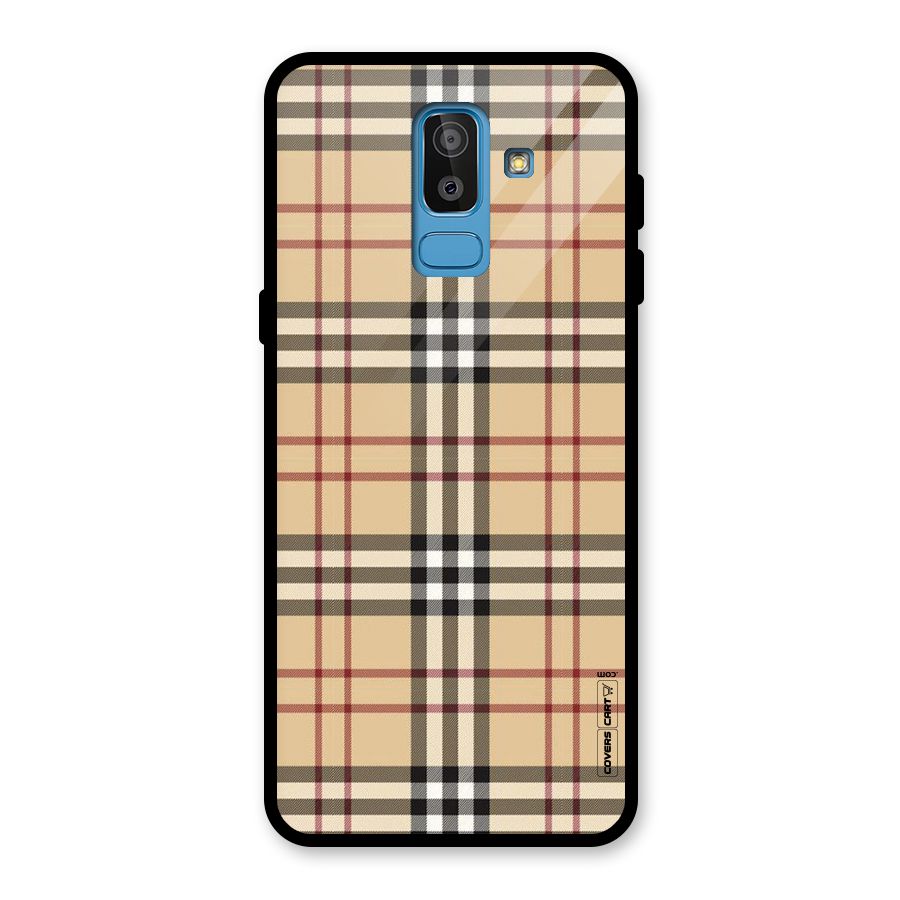 Beige Check Glass Back Case for Galaxy J8
