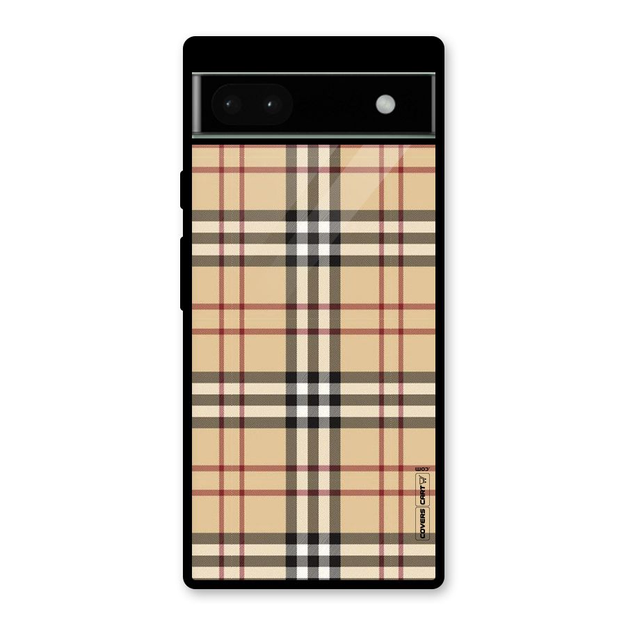 Beige Check Glass Back Case for Google Pixel 6a
