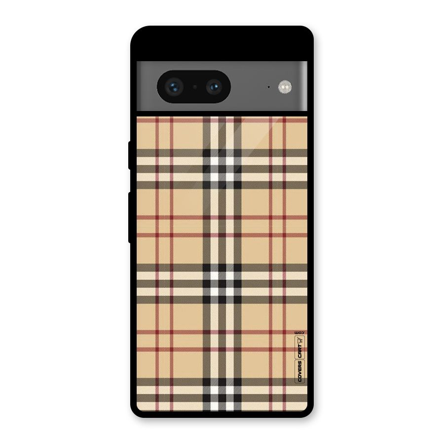 Beige Check Glass Back Case for Google Pixel 7