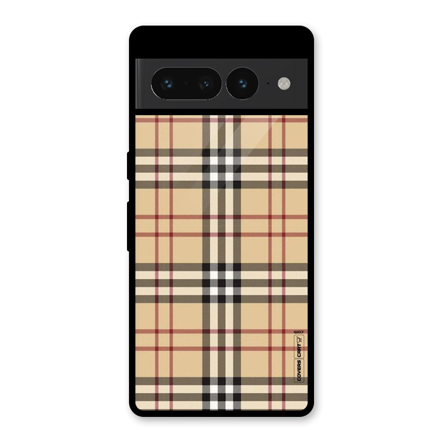 Beige Check Glass Back Case for Google Pixel 7 Pro