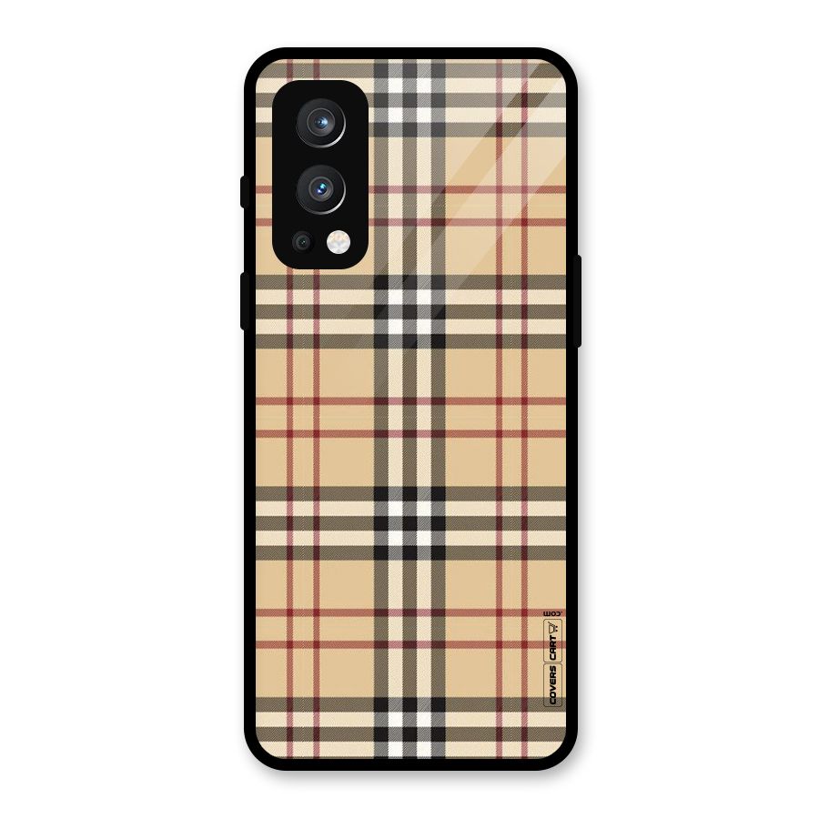 Beige Check Glass Back Case for OnePlus Nord 2 5G