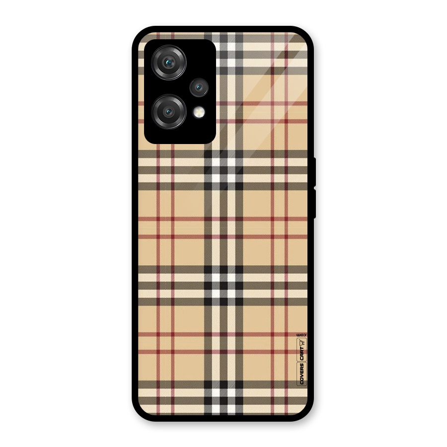 Beige Check Glass Back Case for OnePlus Nord CE 2 Lite 5G