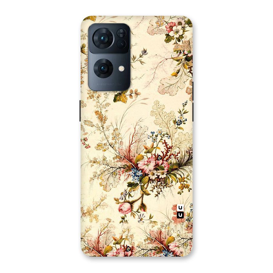 Beige Floral Back Case for Oppo Reno7 Pro 5G