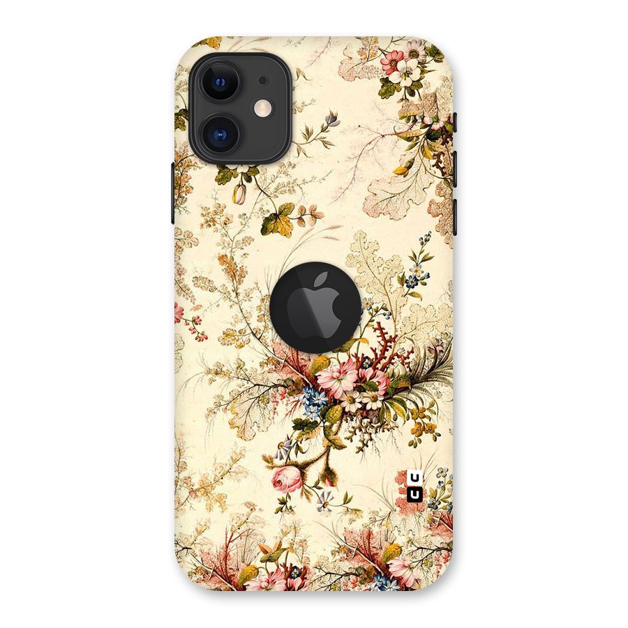 Beige Floral Back Case for iPhone 11 Logo Cut