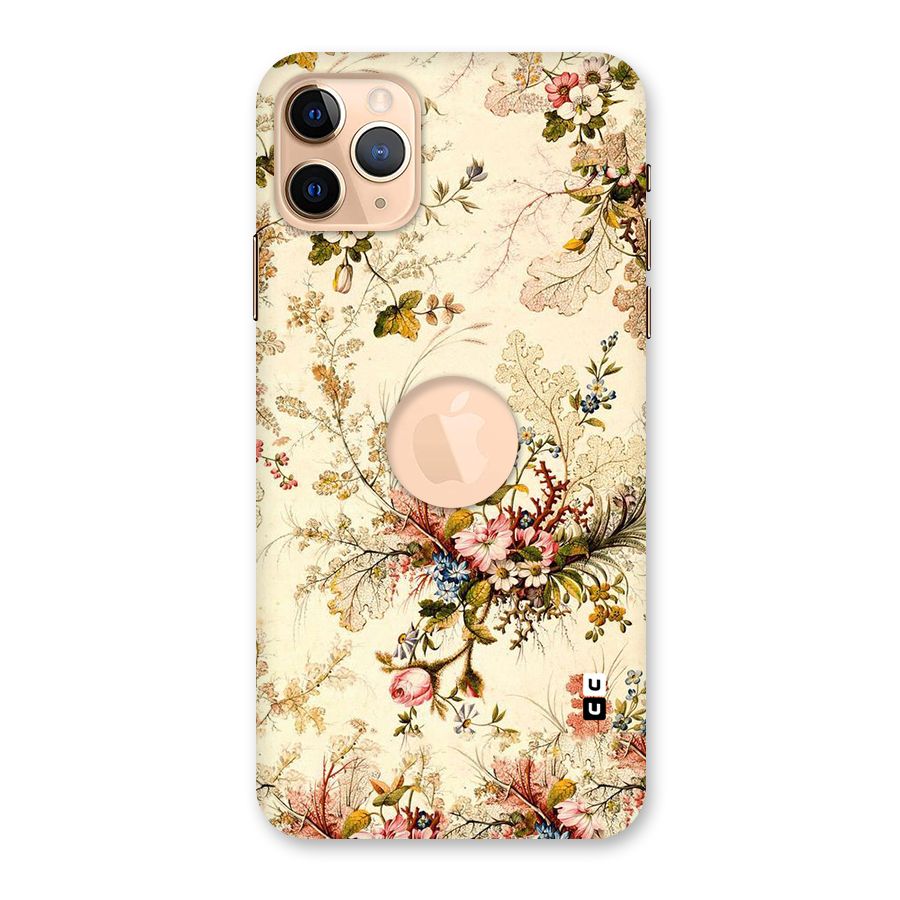 Beige Floral Back Case for iPhone 11 Pro Max Logo Cut