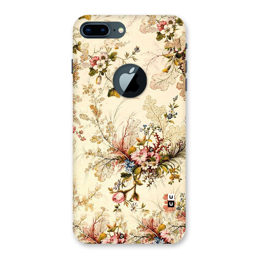 Beige Floral Back Case for iPhone 7 Plus Logo Cut
