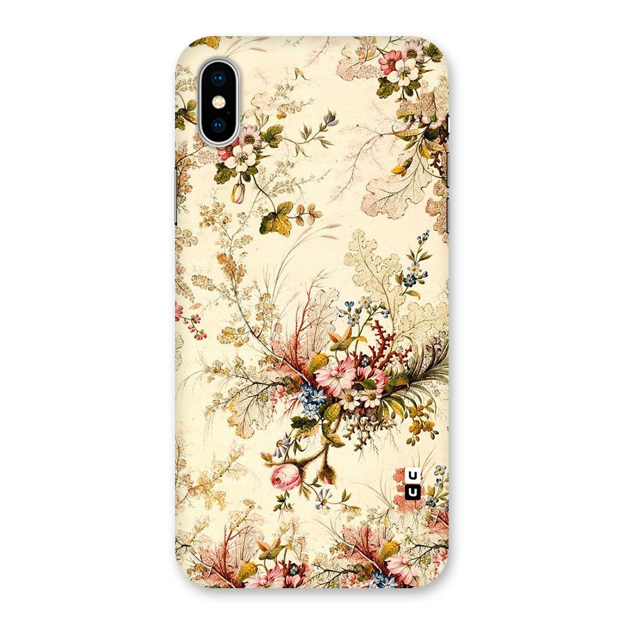 Beige Floral Back Case for iPhone XS